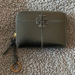 Tory Burch Leather Key Ring Wallet - Black